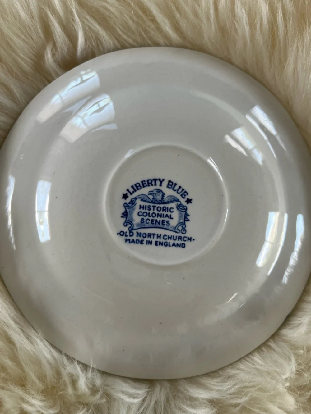 Staffordshire Ironstone Liberty Blue Tea Cup Saucers Old North Church Set Of 4